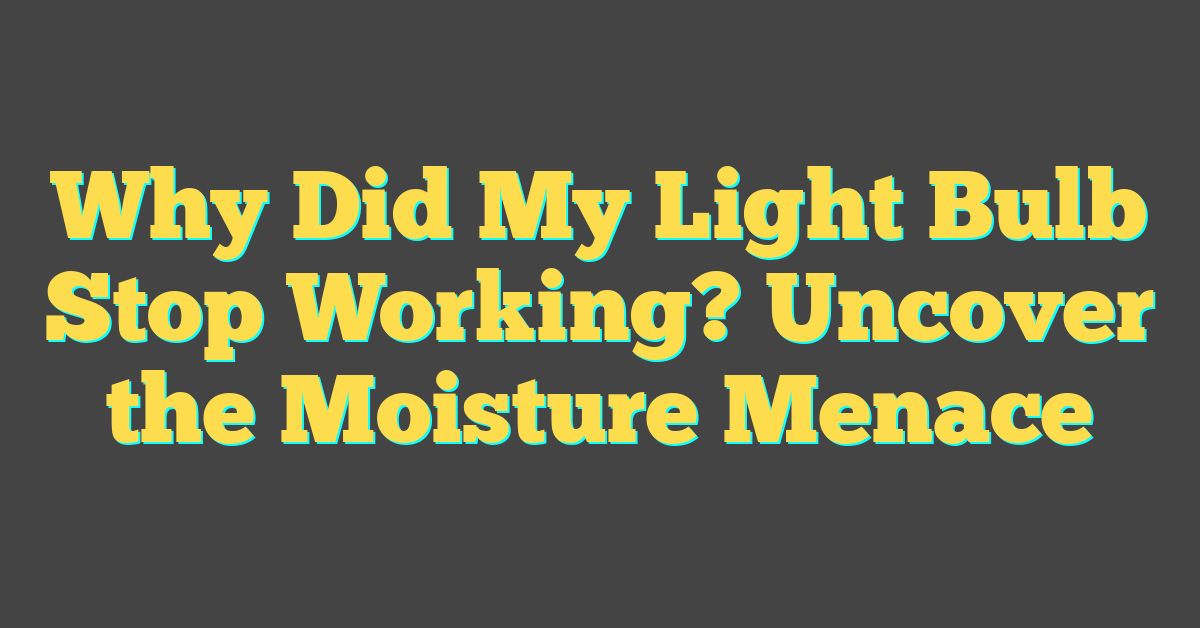 Why Did My Light Bulb Stop Working? Uncover the Moisture Menace